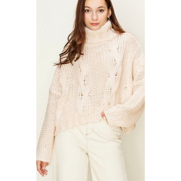 Sweaters - TURTLENECK CABLE KNIT SWEATER